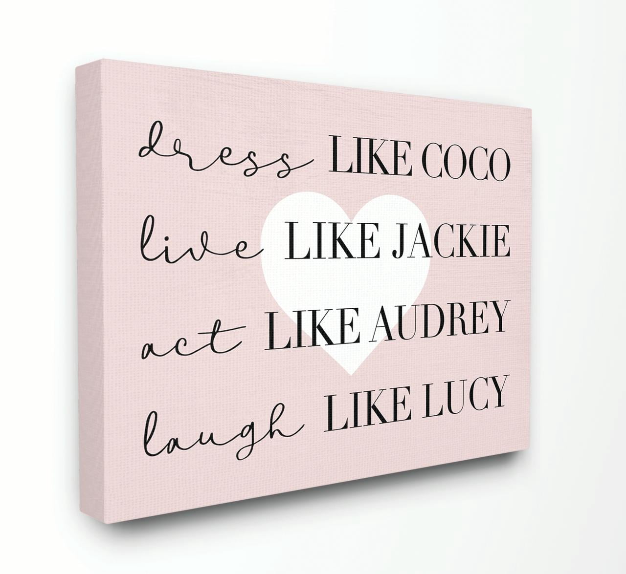 Stupell Home Décor Be Like Glam Fashion Pink White Heart Word Design Canvas Wall Art by Daphne Polselli