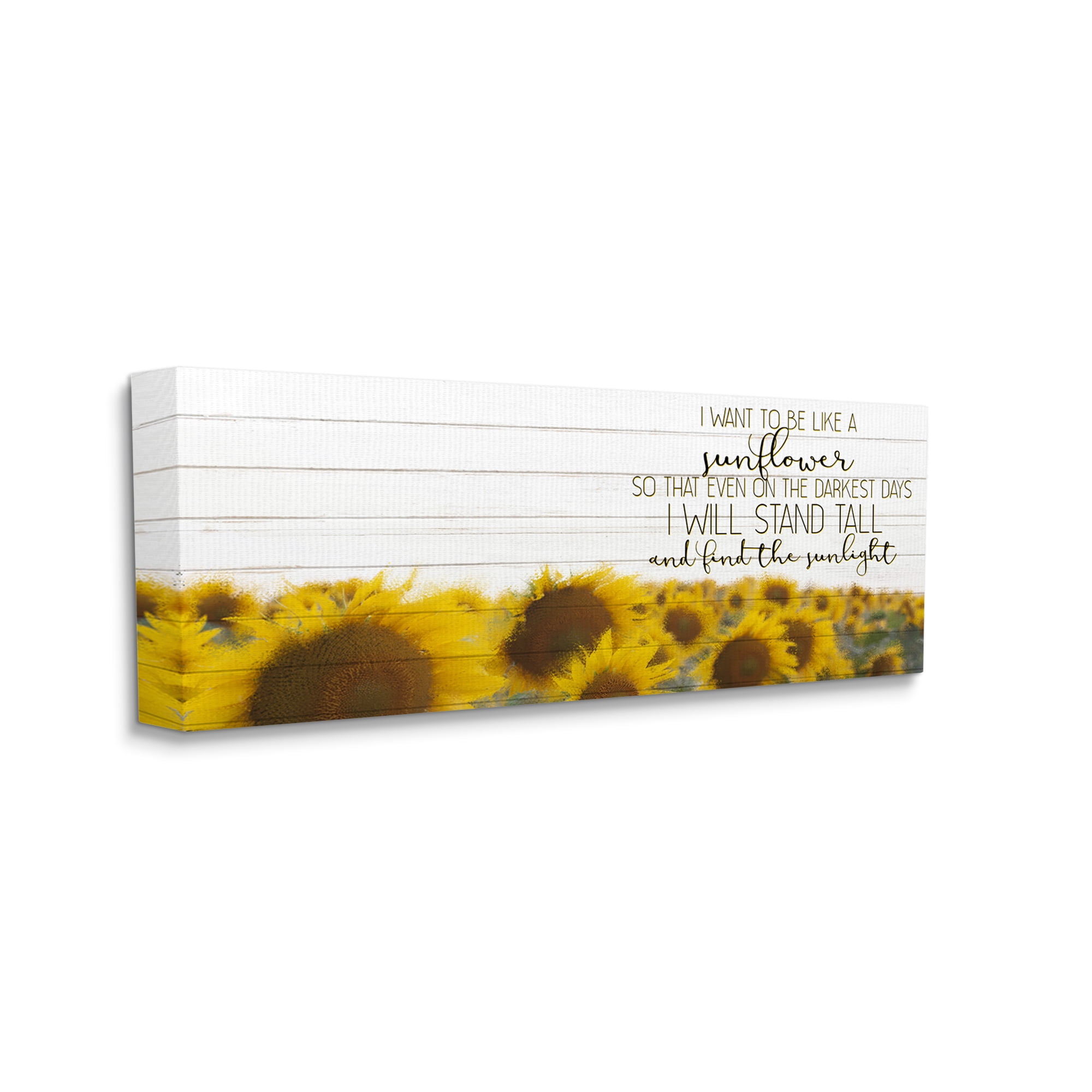 Stupell Home Décor Be Like a Sunflower Wood Texture Inspiring Word Design Canvas Wall Art by Kim Allen