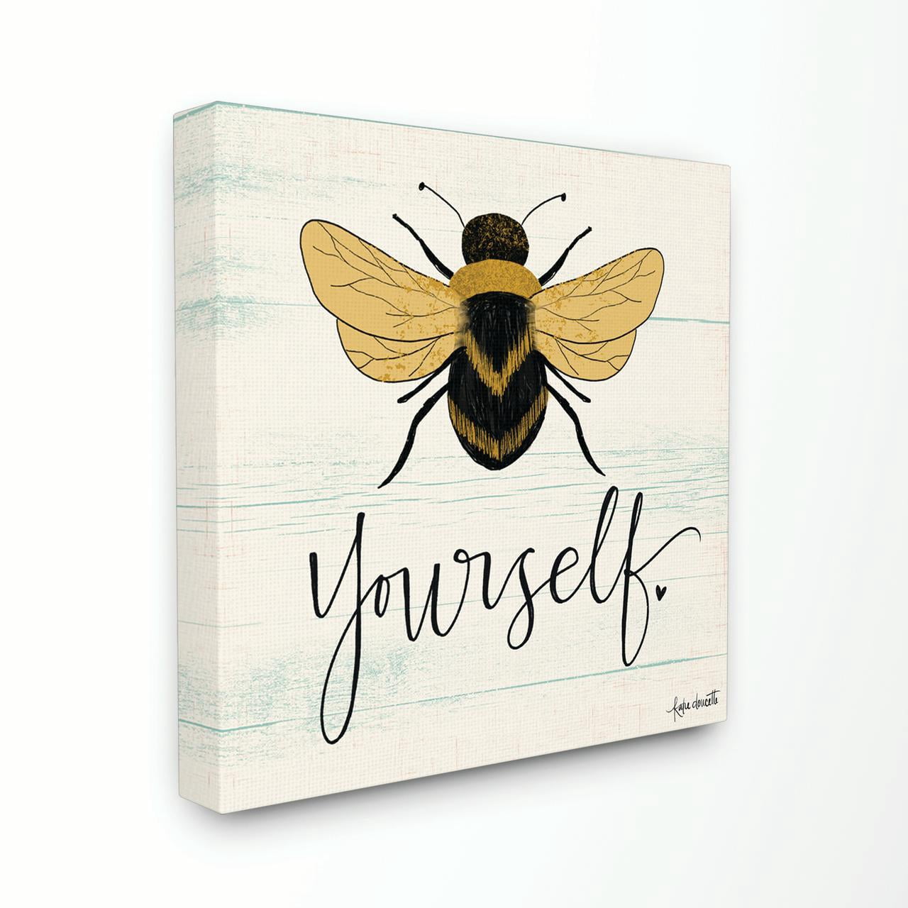 Stupell Home Décor Bee Yourself Yellow Green Family Word Design Canvas Wall Art by Katie Doucette