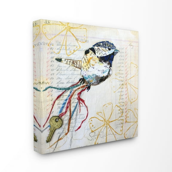 Stupell Home Décor Bird Notes Collage Textured Animal Design Canvas Wall Art by Elizabeth St. Hilaire