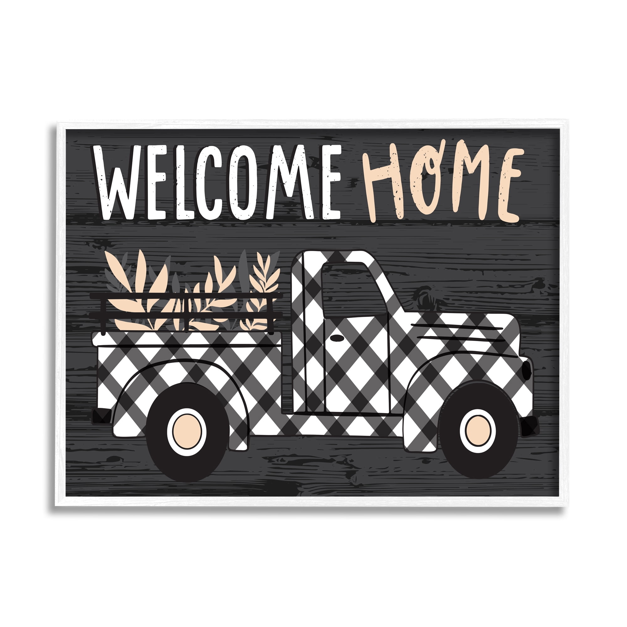 Stupell Home Décor Black Farmer's Plaid Truck Welcome Home Sign, 24 in x 30 in, Design by Arrolynn Weiderhold