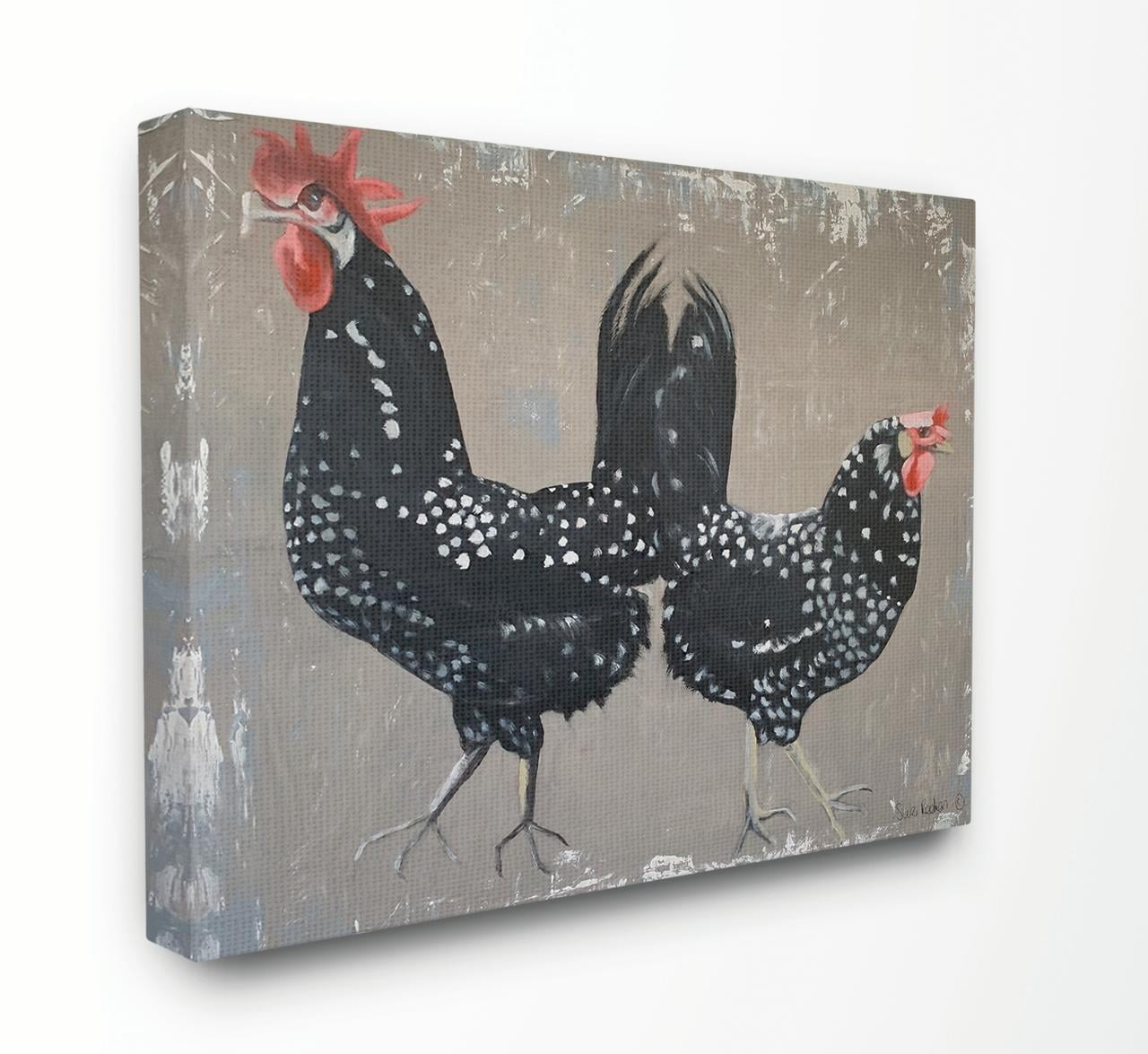 Stupell Home Décor Black Roosters Farm Animal Painting Canvas Wall Art by Suzi Redman