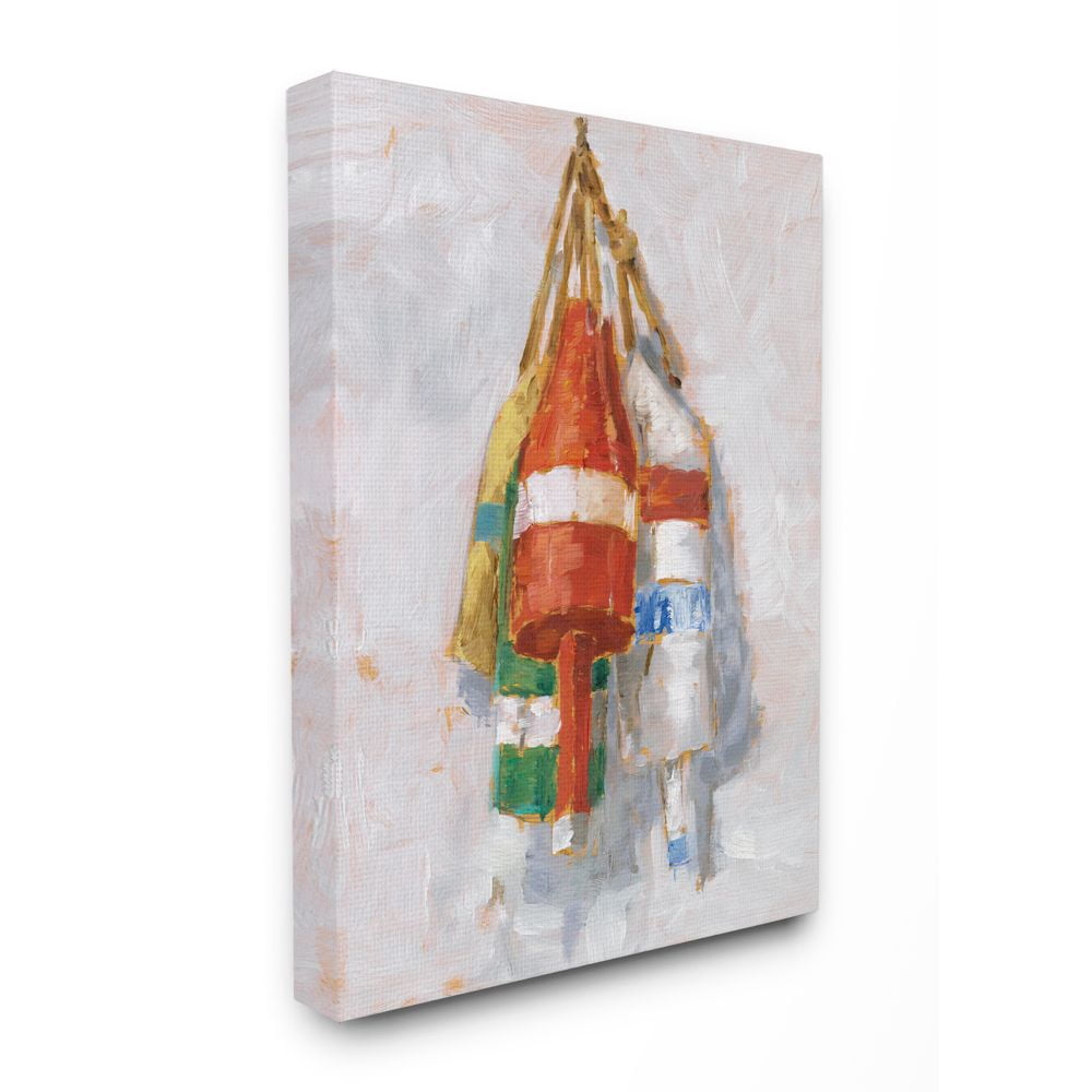 Stupell Home Décor Boat Buoy Ocean Lake Red Green Painting Canvas Wall Art by Ethan Harper