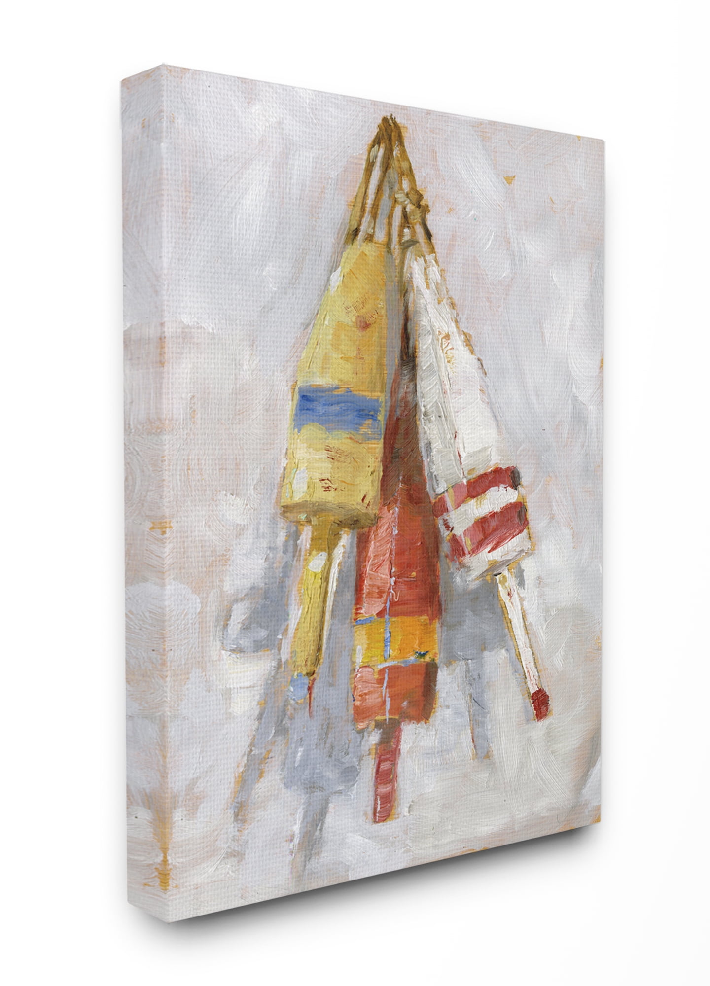 Stupell Home Décor Boat Buoy Ocean Lake Red Yellow Painting Canvas Wall Art by Ethan Harper