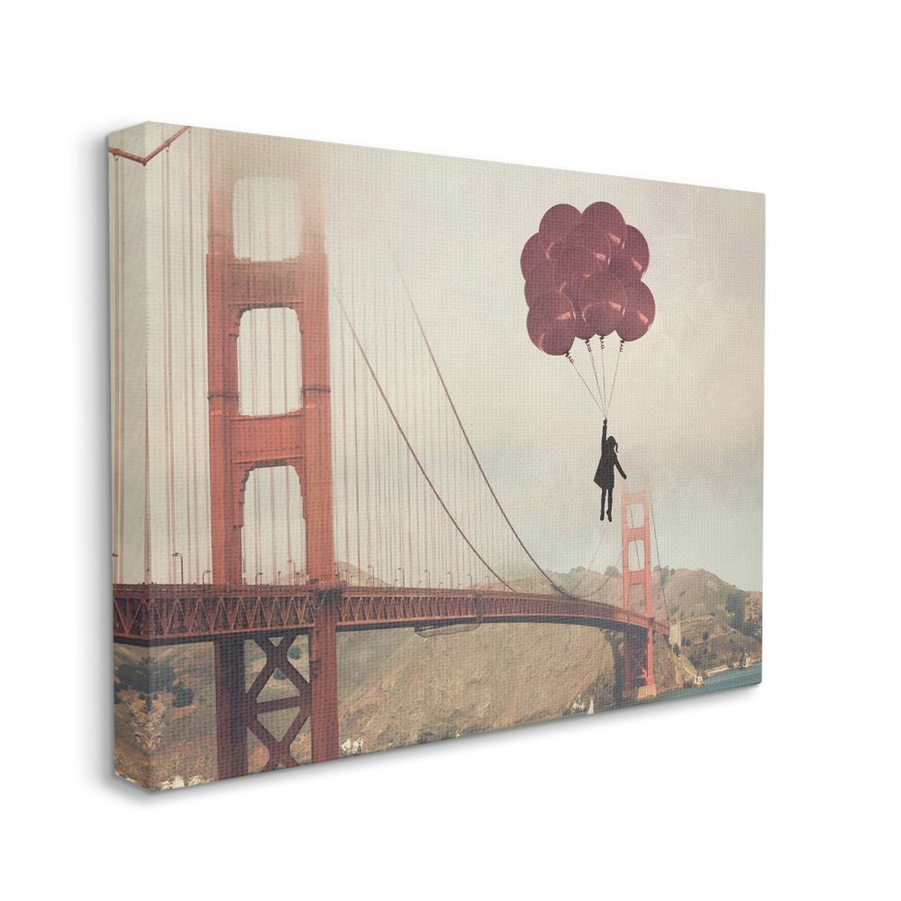 Stupell Home Décor Bridge Girl Balloons Abstract Modern Collage Design Canvas Wall Art by Ashley Davis