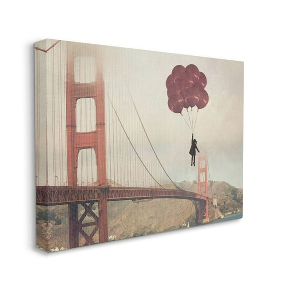 Stupell Home Décor Bridge Girl Balloons Abstract Modern Collage Design Canvas Wall Art by Ashley Davis
