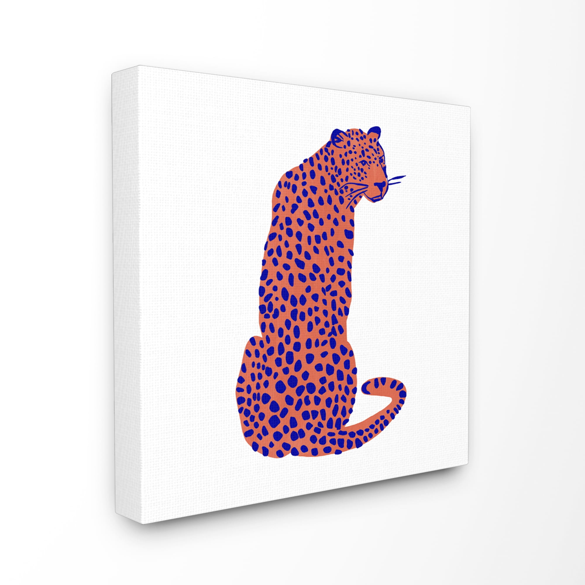 Stupell Home Décor Bright Leopard Blue Orange Animal Design Canvas Wall Art by Samuel Dixon