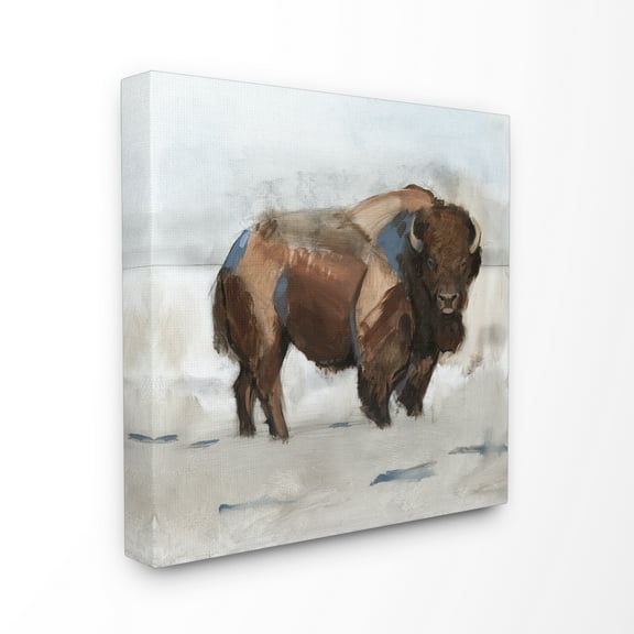 Stupell Home Décor Buffalo Tundra Brown Blue Painting Canvas Wall Art by Jacob Green