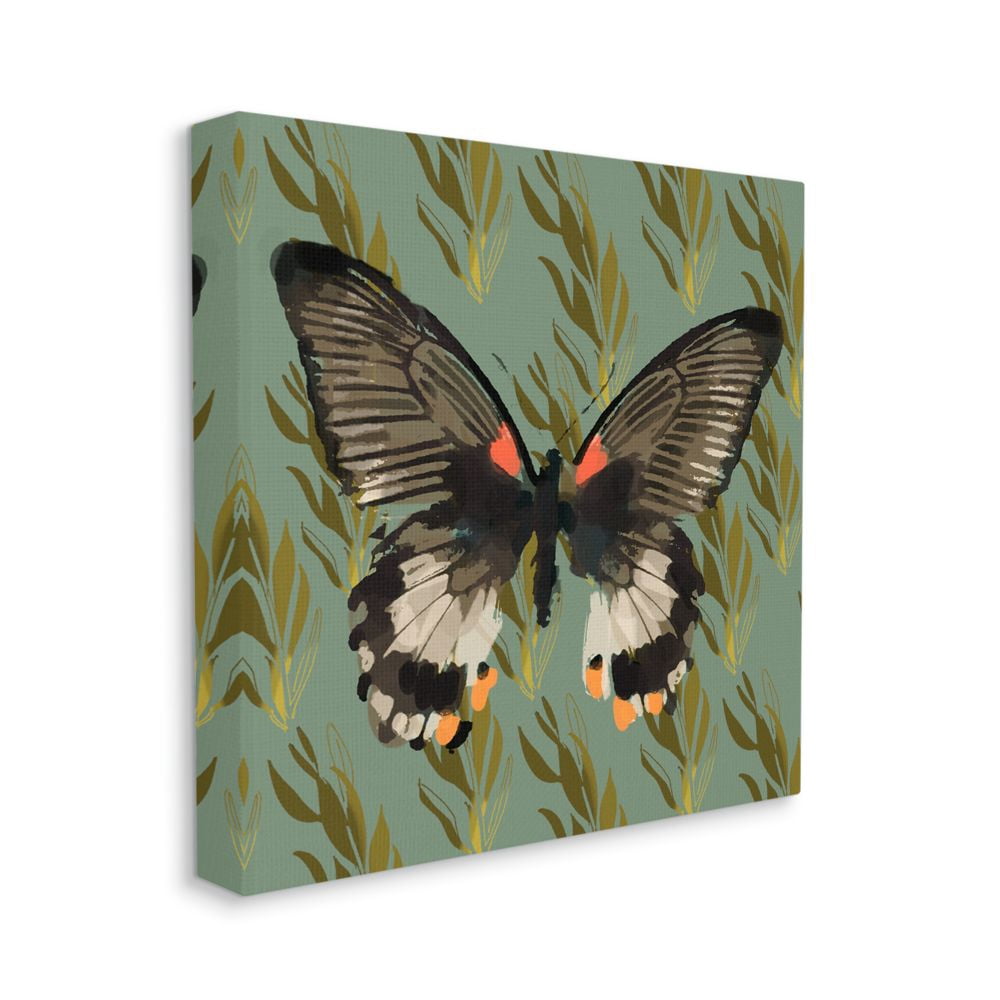 Stupell Home Décor Butterfly on Gold Pattern Abstract Design Canvas Wall Art by Karen Dreyfus