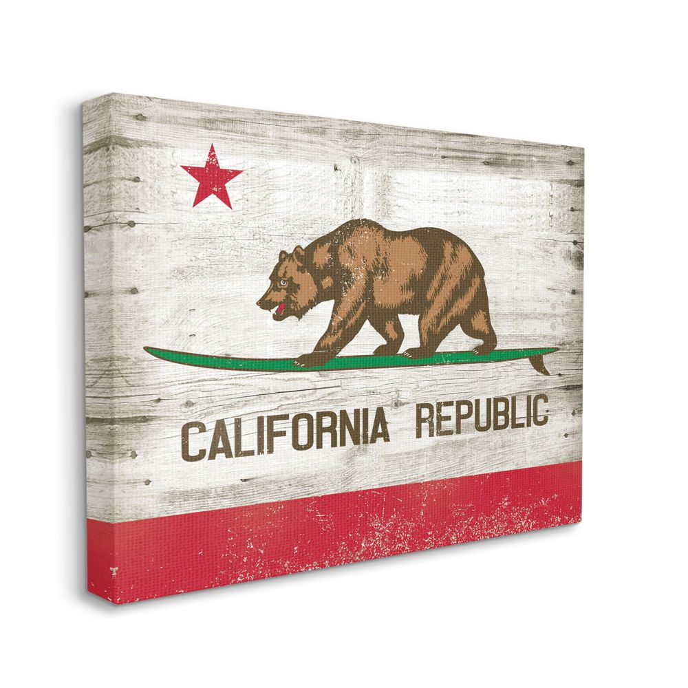Stupell Home Décor California Republic Bear Wood Texture Design Canvas Wall Art by Retrorocket