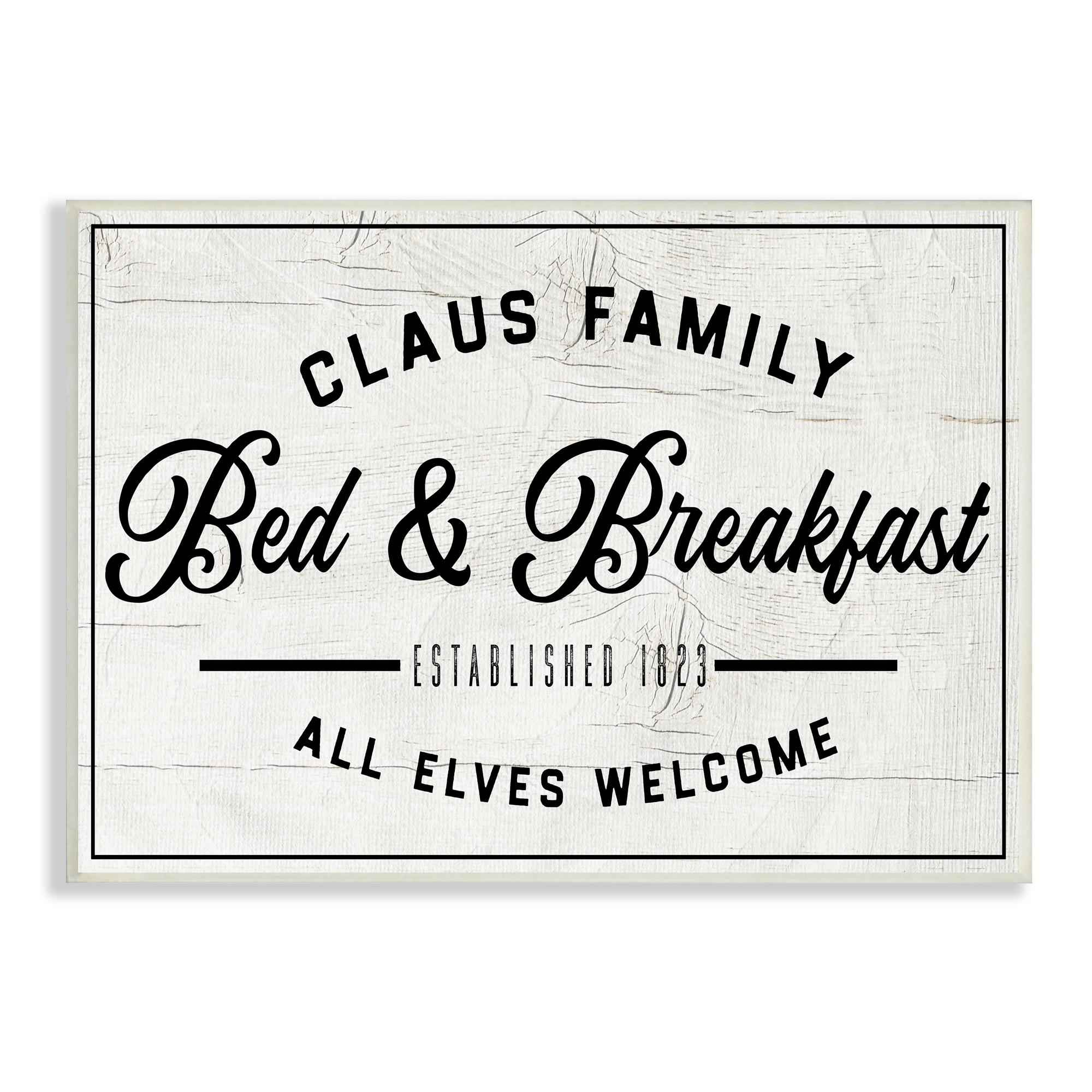 Stupell Home Décor Claus Family Bed & Breakfast Charming Christmas Holiday, 10 x 15, Designed by Valerie Wieners