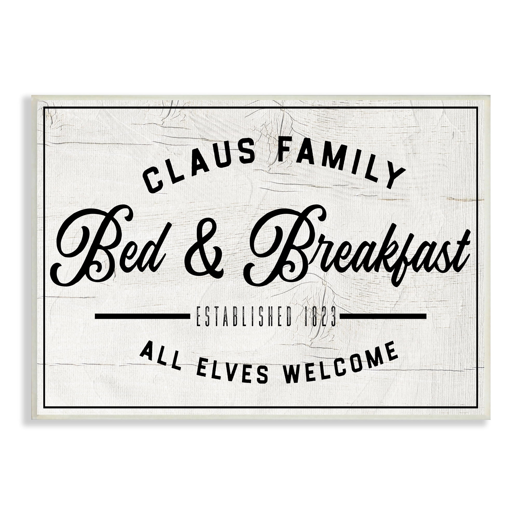 Stupell Home Décor Claus Family Bed & Breakfast Charming Christmas Holiday, 13 x 19, Designed by Valerie Wieners