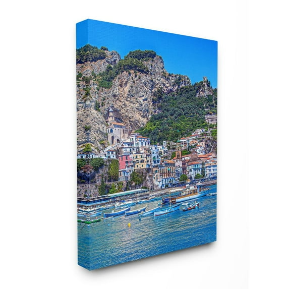 Stupell Home Décor Coast Town Bright Blue Green Landscape Photograph Canvas Wall Art by David Stern