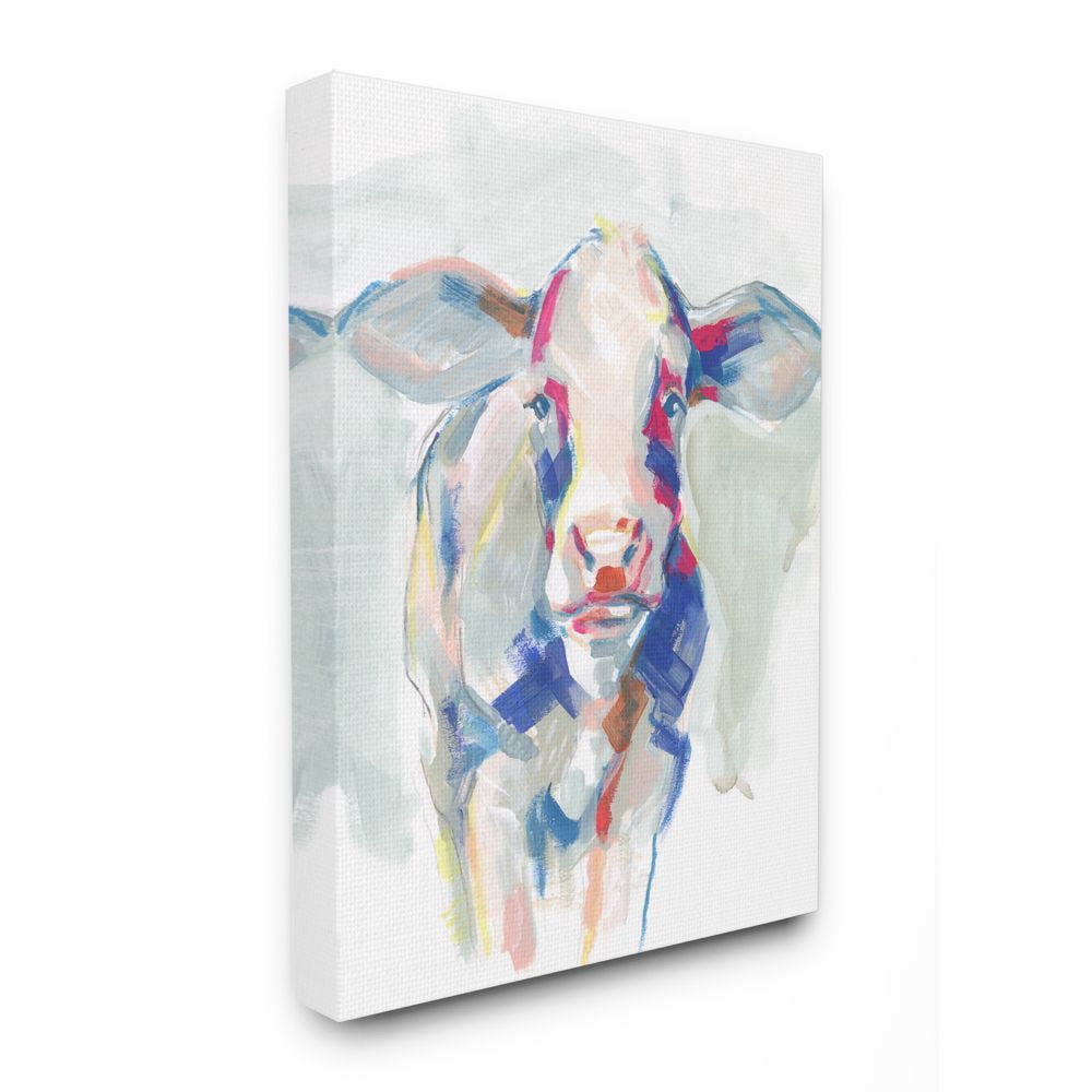 Stupell Home Décor Colorful Cow Farm Animal Painting Canvas Wall Art by Jennifer Paxton Parker