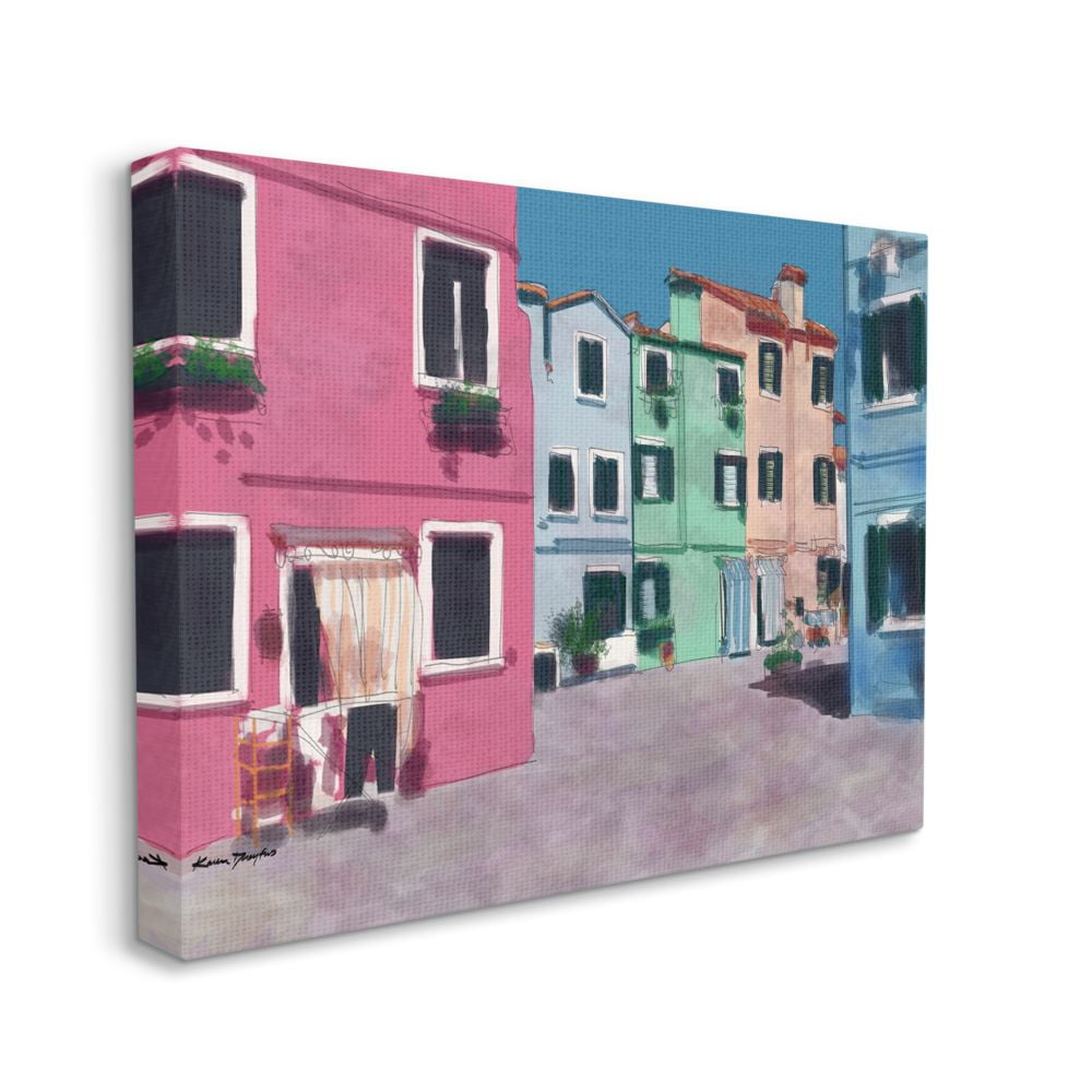 Stupell Home Décor Colorful Town Landscape Painting Canvas Wall Art by Karen Dreyfus