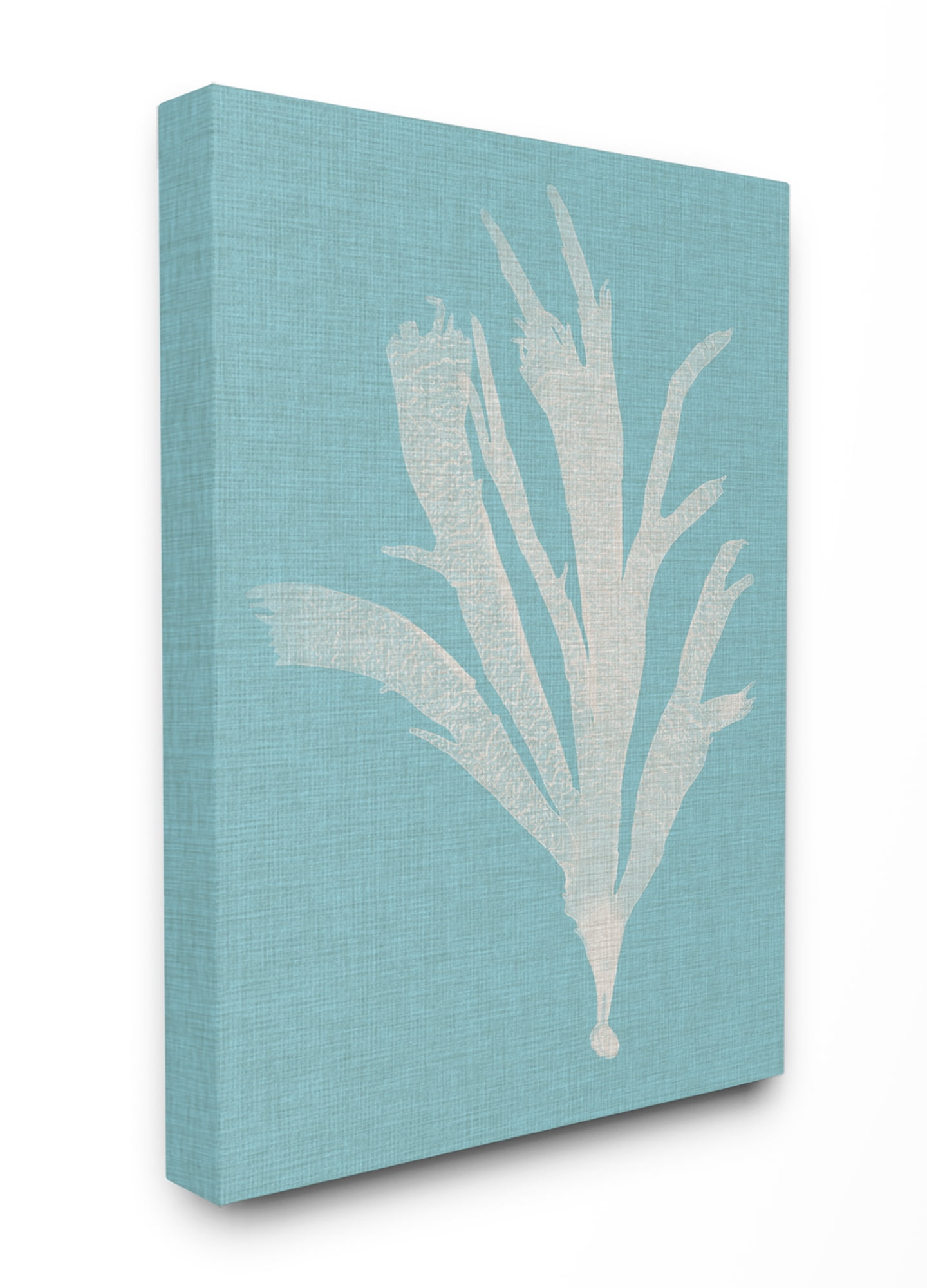 Coral Seaweed Cyan and White Canvas Wall Art, 16 x 20