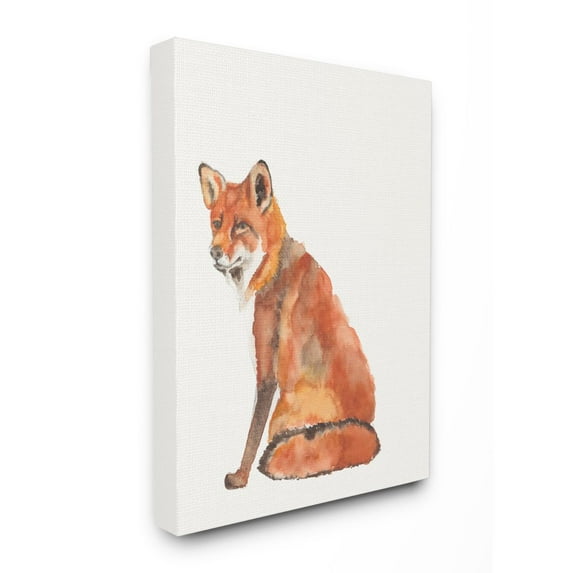Stupell Home Décor Curious Fox Orange Watercolor Animal Painting Canvas Wall Art by Jennifer Goldberger