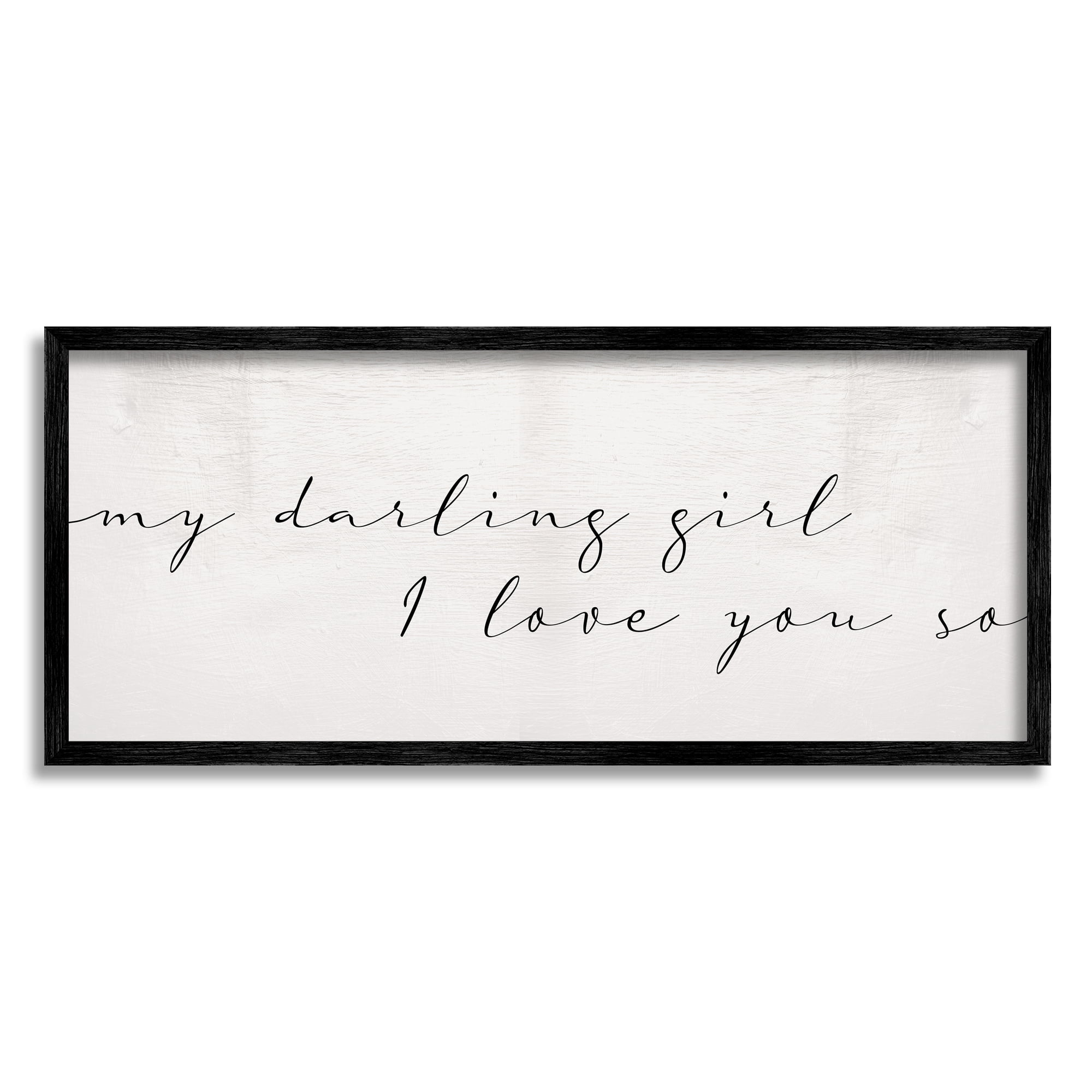 Stupell Home Décor Darling Girl I Love You So Sentiment Soft Typography, 13 x 30, Designed by Daphne Polselli, Black Frame