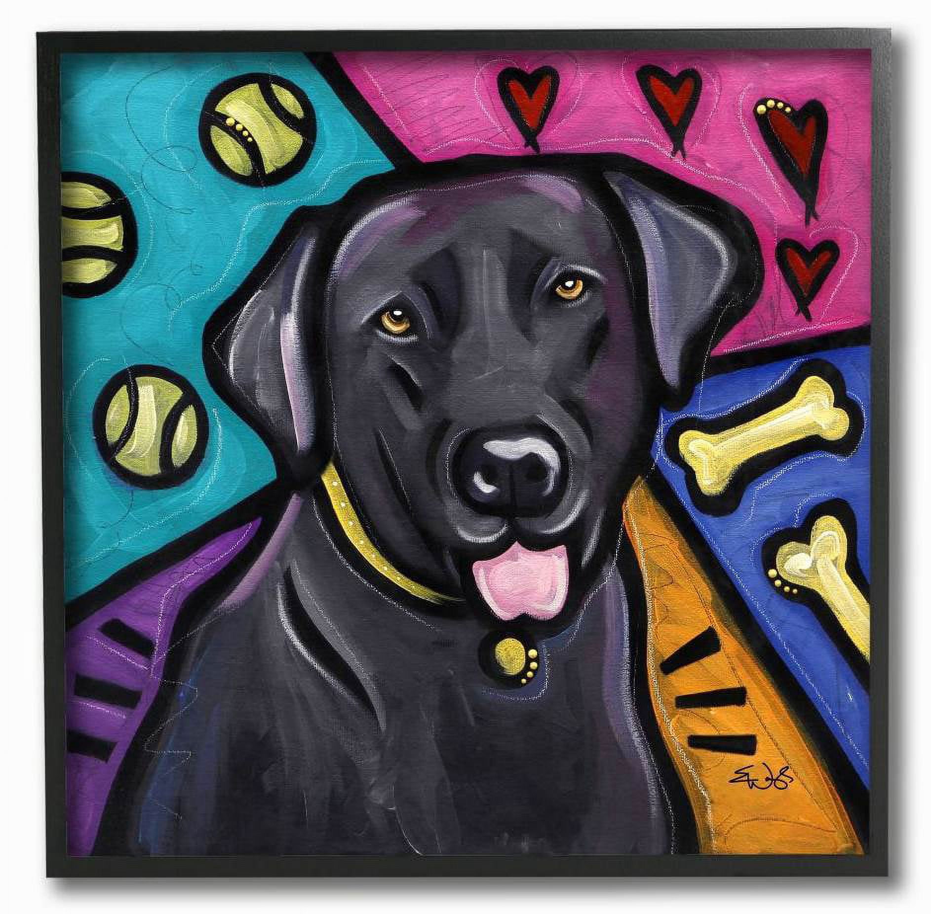 Stupell Industries Colorful Black Labrador Dog Pet Painting Framed Wall Art by Eric Waugh