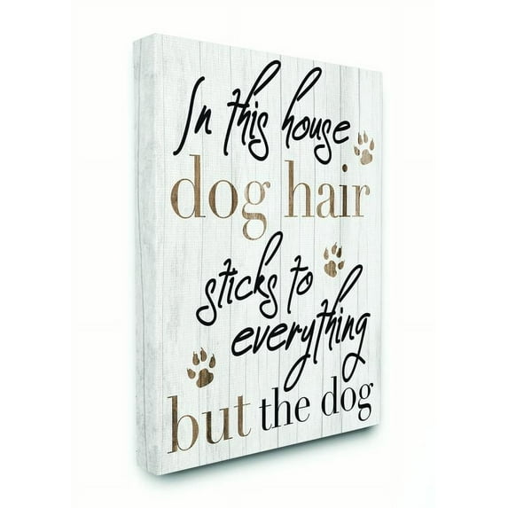 Stupell Home Décor Dog Hair Sticks Funny Pet Word Design Canvas Wall Art by Daphne Polselli