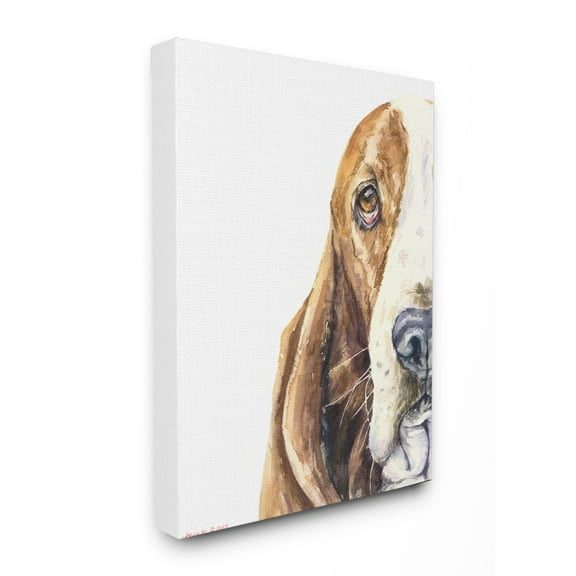 Stupell Industries Cute Large Dog Head Basset Hound Pet Animal Watercolor Painting Canvas Wall Art by George Dyachenko