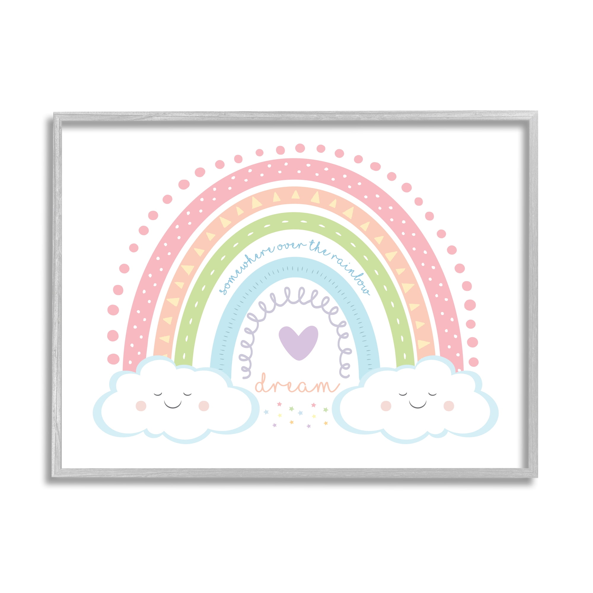 Stupell Home Décor Dream Over the Rainbow Smiley Face Clouds, 16 x 20, Designed by AE Design, Gray Frame