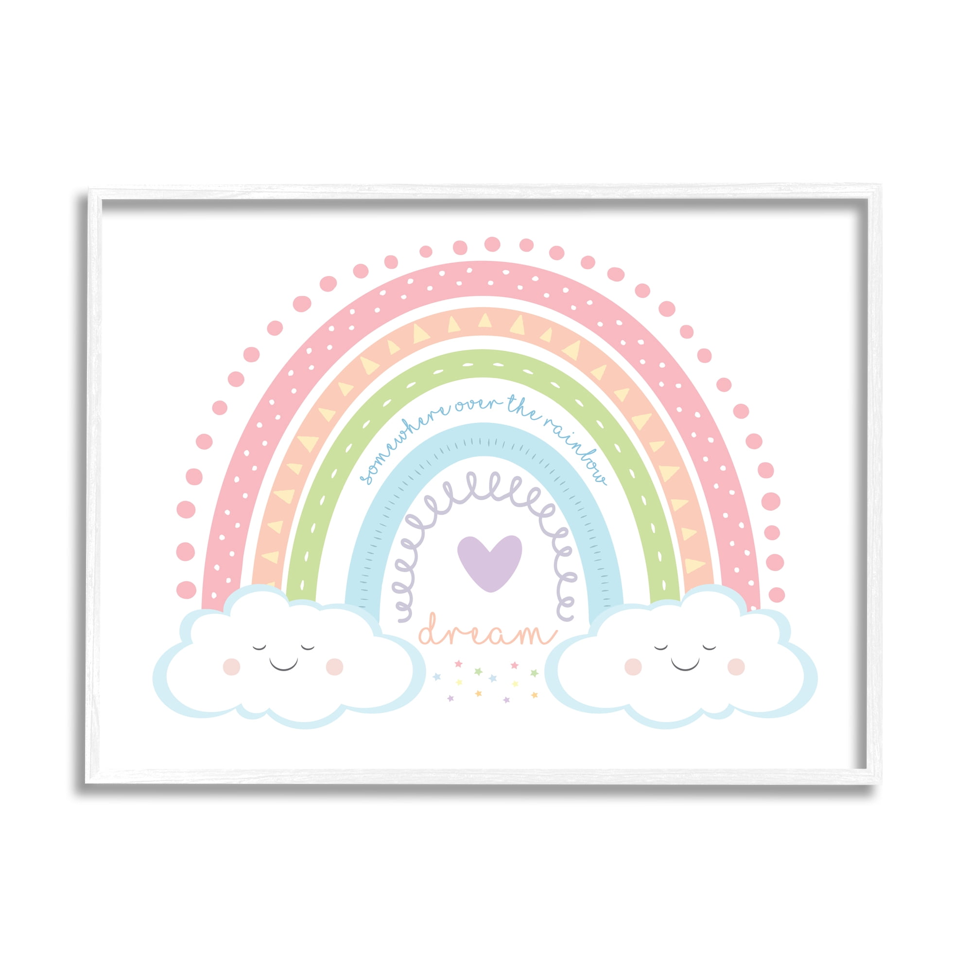 Stupell Home Décor Dream Over the Rainbow Smiley Face Clouds, 24 x 30, Designed by AE Design, White Frame