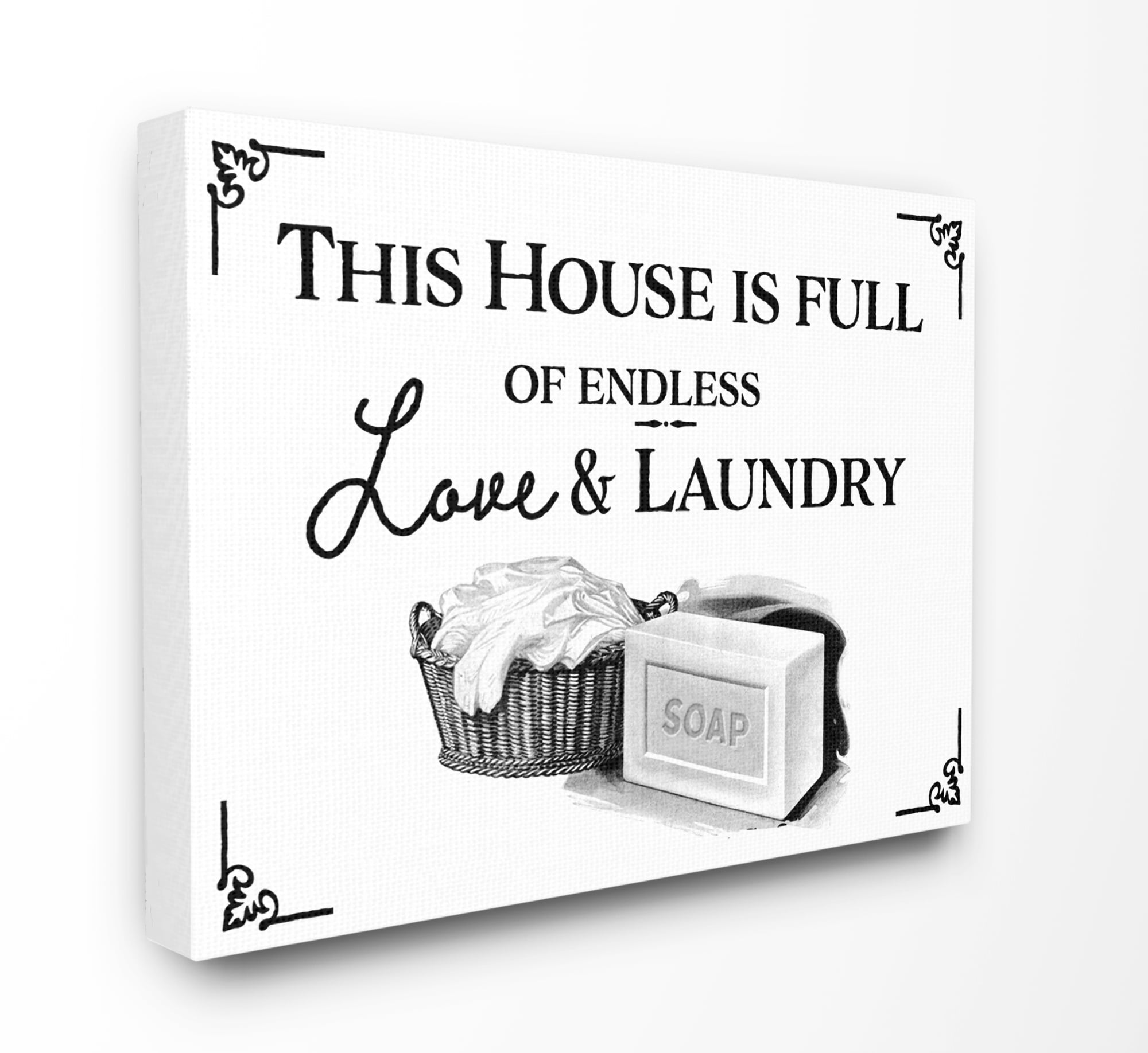 Stupell Home Décor Endless Love and Laundry Bathroom Word Design Canvas Wall Art by the Saturday Evening Post