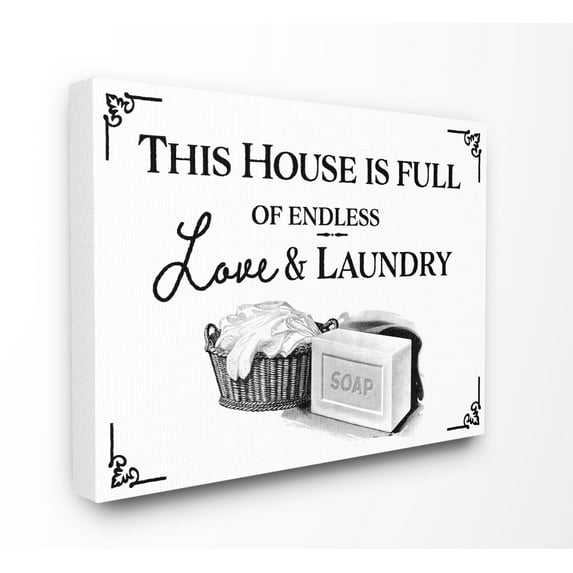 Stupell Home Décor Endless Love and Laundry Bathroom Word Design Canvas Wall Art by the Saturday Evening Post
