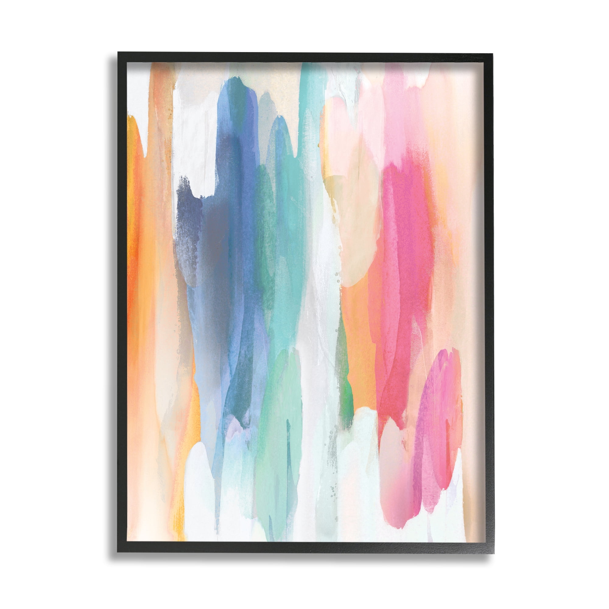 Stupell Home Décor Faded Rainbow Tones Layered Shape Abstraction, 16 x 20, Designed by Jackie Hanson, Black Frame
