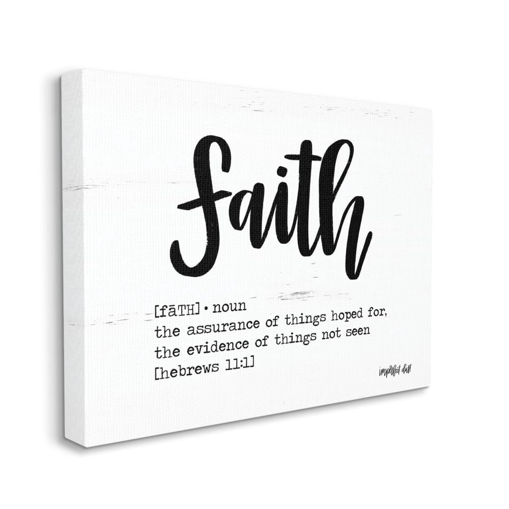 Stupell Home Décor Faith Definition Religious Black and White Word Design Canvas Wall Art by Imperfect Dust