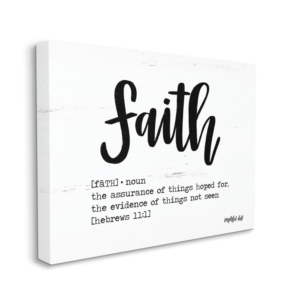 Stupell Home Décor Faith Definition Religious Black and White Word Design Canvas Wall Art by Imperfect Dust