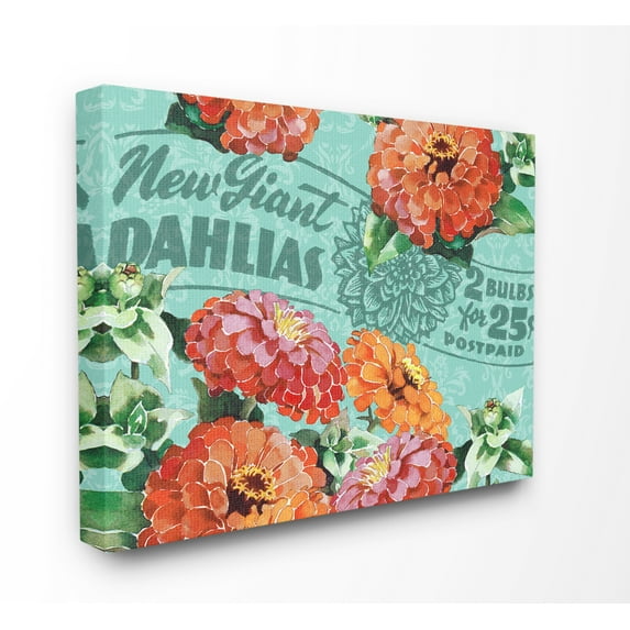 Stupell Home Décor Farm Flowers Red Green Print Pattern Design Canvas Wall Art by the Saturday Evening Post