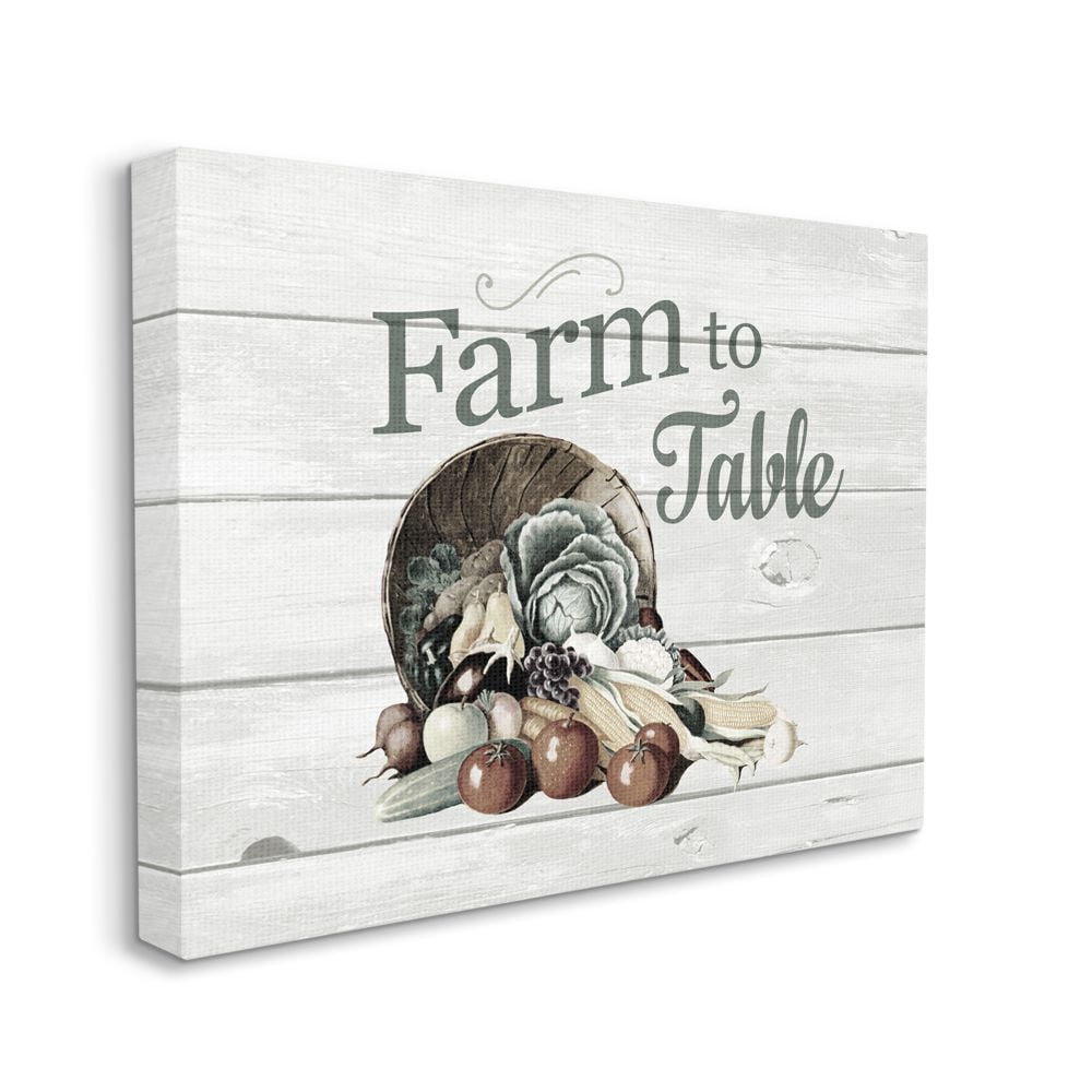 Stupell Home Décor Farm to Table Kitchen Silverware Wood Texture Word Design Canvas Wall Art by the Saturday Evening Post