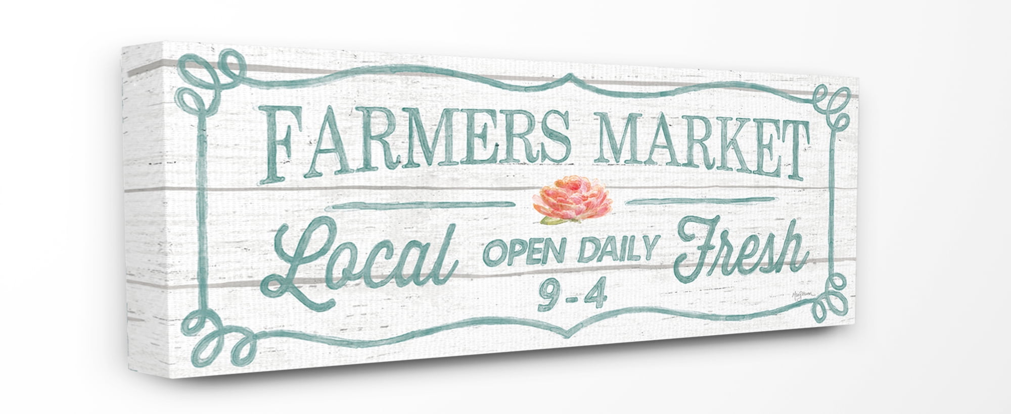 Stupell Home Décor Farmers Market Rustic Wood Textured Word Design Canvas Wall Art by Mary Urban