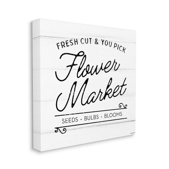 Stupell Home Décor Flower Market Farm Family Black And White Word Design Canvas Wall Art by Kyra Brown