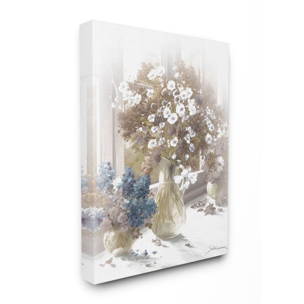 Stupell Home Décor Flower Vase Vintage Sepia Painting Canvas Wall Art by Heinz Scholnhammer