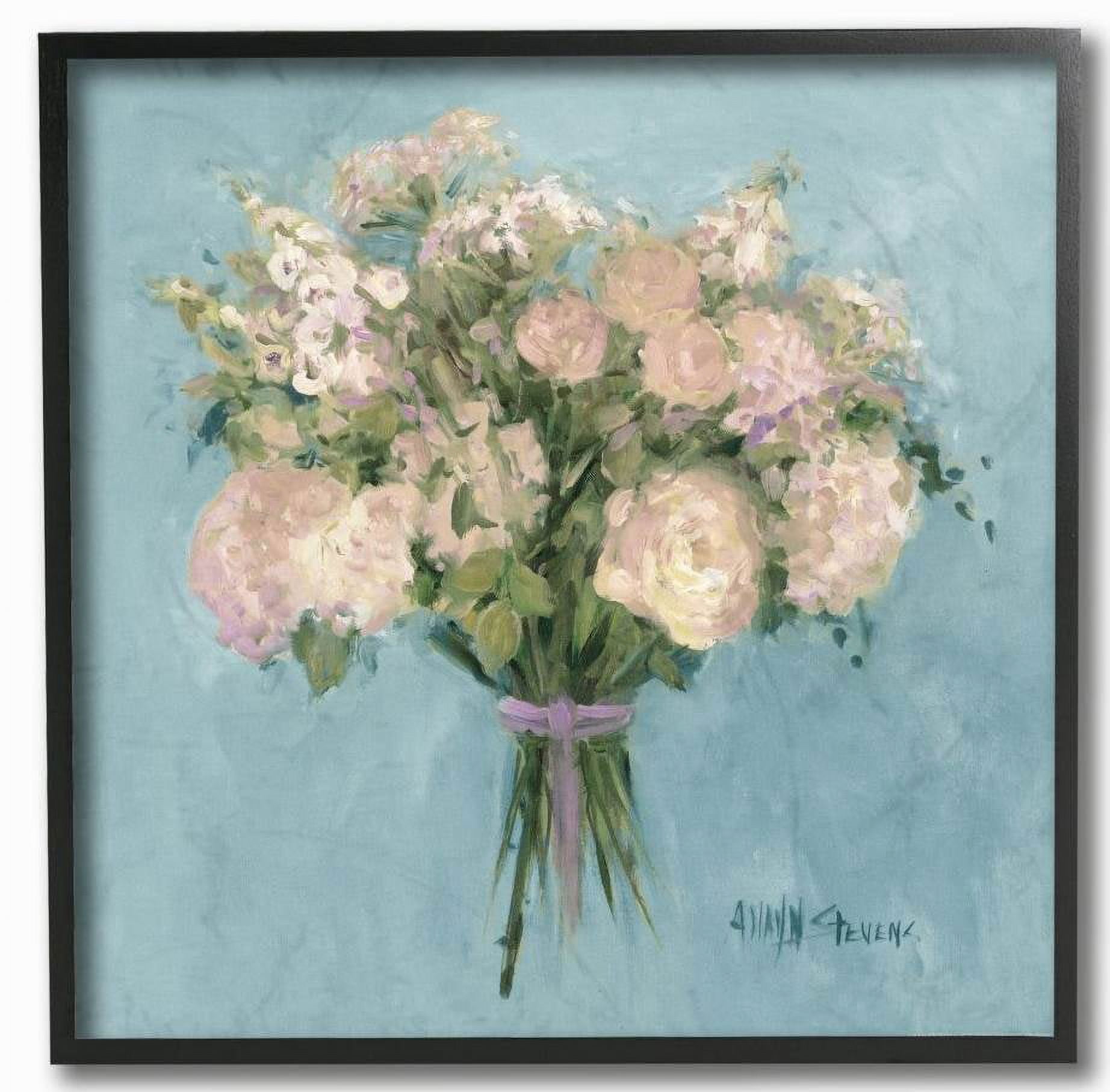 Stupell Industries Rose Bouquet Flower Blue Pink Painting Framed Wall Art by Jadei Graphics