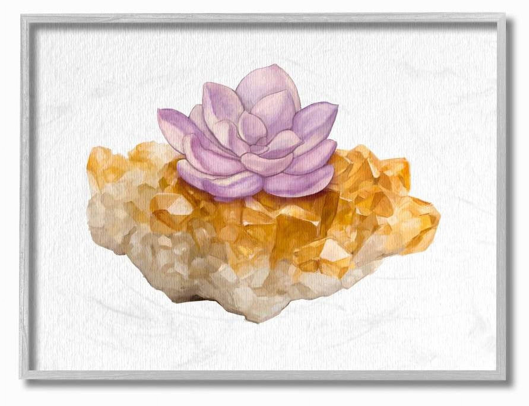 Stupell Industries Succulent Crystal Flower Purple Orange Watercolor Painting Framed Wall Art by Ziwei Li