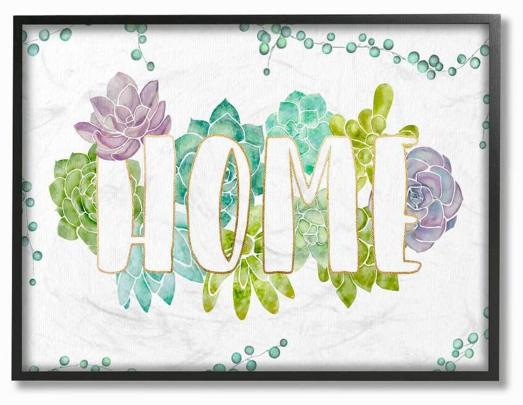 Stupell Industries Home Succulent Flowers Green Purple Watercolor Painting Framed Wall Art by Ziwei Li