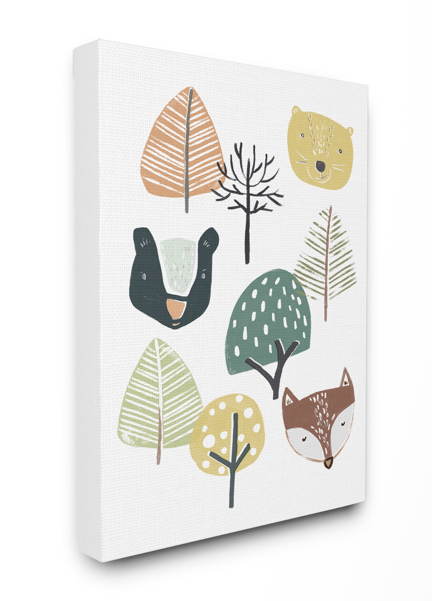 Stupell Home Décor Forest Animal Faces Trees Cartoon Family Design Canvas Wall Art by June Erica Vess