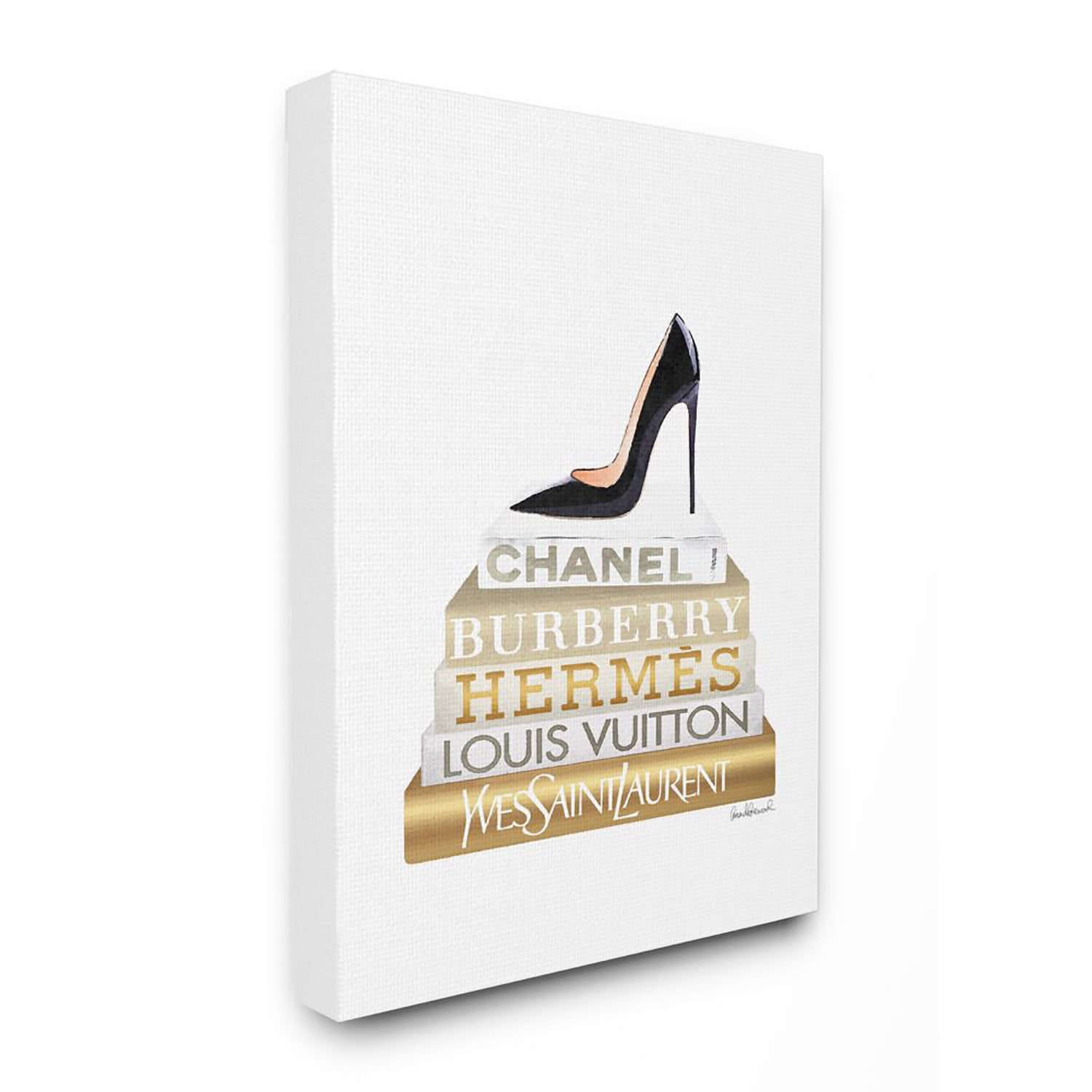 Black Heels Gold White Bookstack Glam Canvas Print, 16 x 20