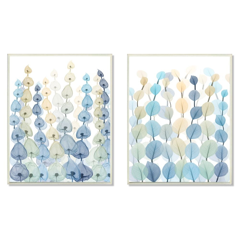 Blue and Green Botanical Canvas Art Set, 10 x 15, MDF Frame