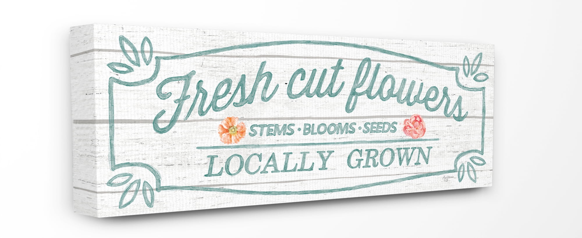 Stupell Home Décor Fresh Cut Flowers Rustic Wood Textured Word Design Canvas Wall Art by Mary Urban