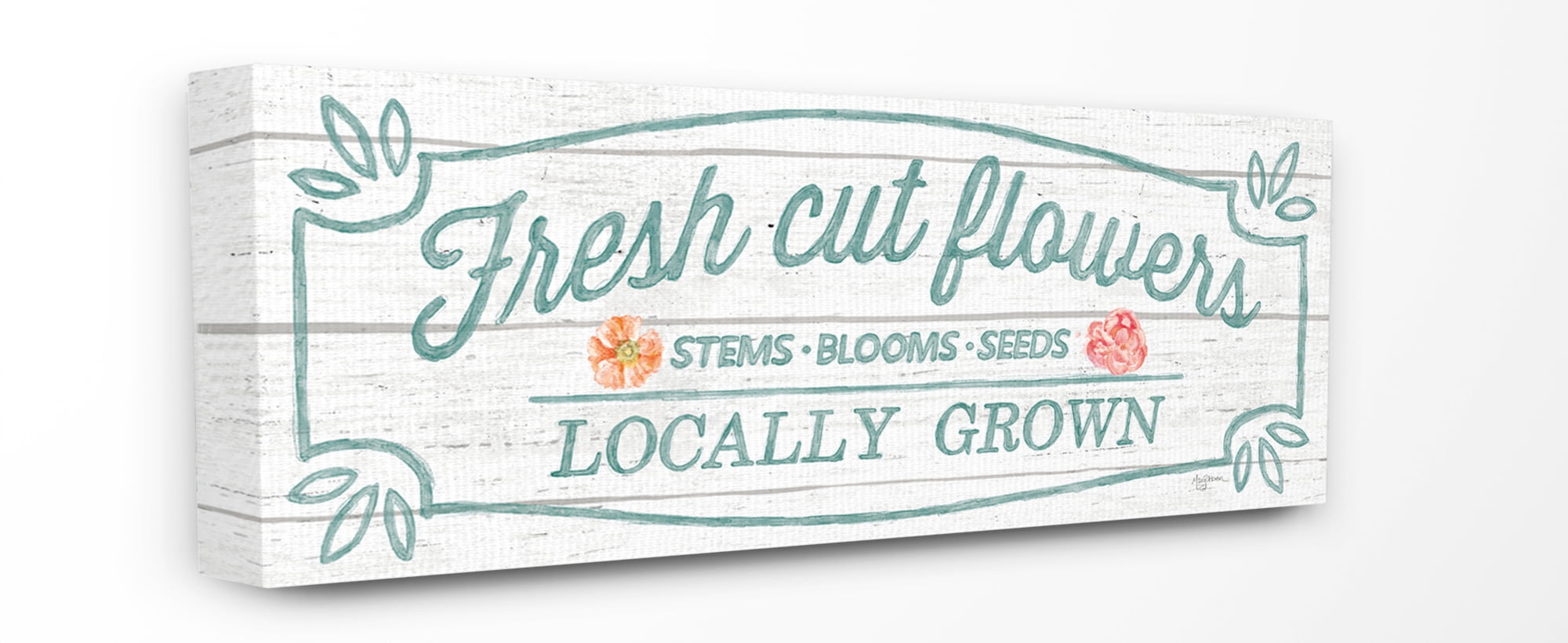 Stupell Home Décor Fresh Cut Flowers Rustic Wood Textured Word Design Canvas Wall Art by Mary Urban