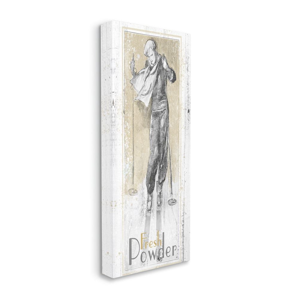 Stupell Home Décor Fresh Powder Vintage Skiing Print Design Canvas Wall Art by the Saturday Evening Post