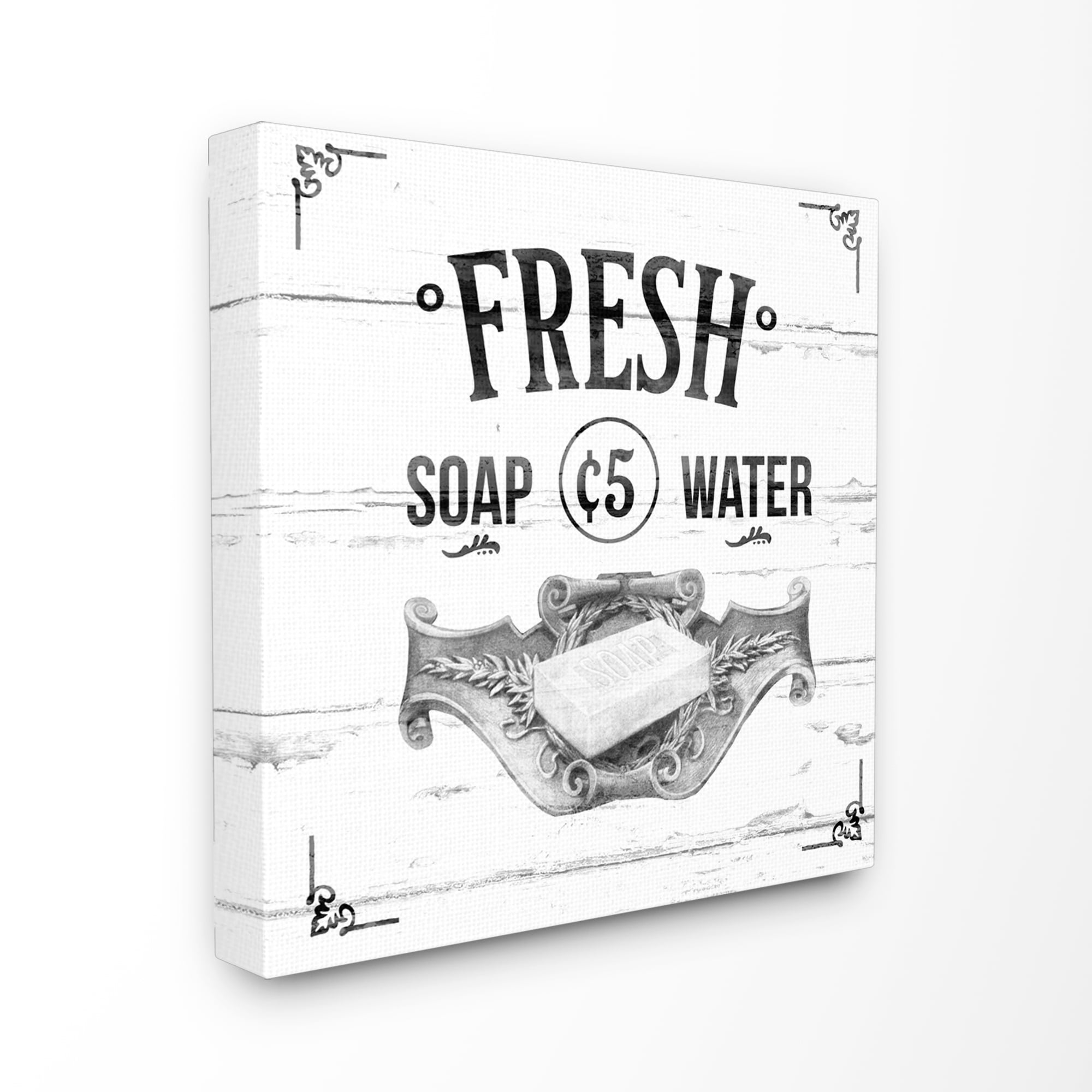 Stupell Home Décor Fresh Soap Bathroom Rustic Gray Word Design Canvas Wall Art by the Saturday Evening Post