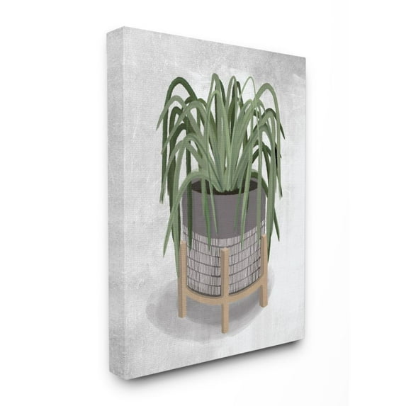 Stupell Home Décor Friendly Spider Plant Gray Green Painting Canvas Wall Art by House Fenway
