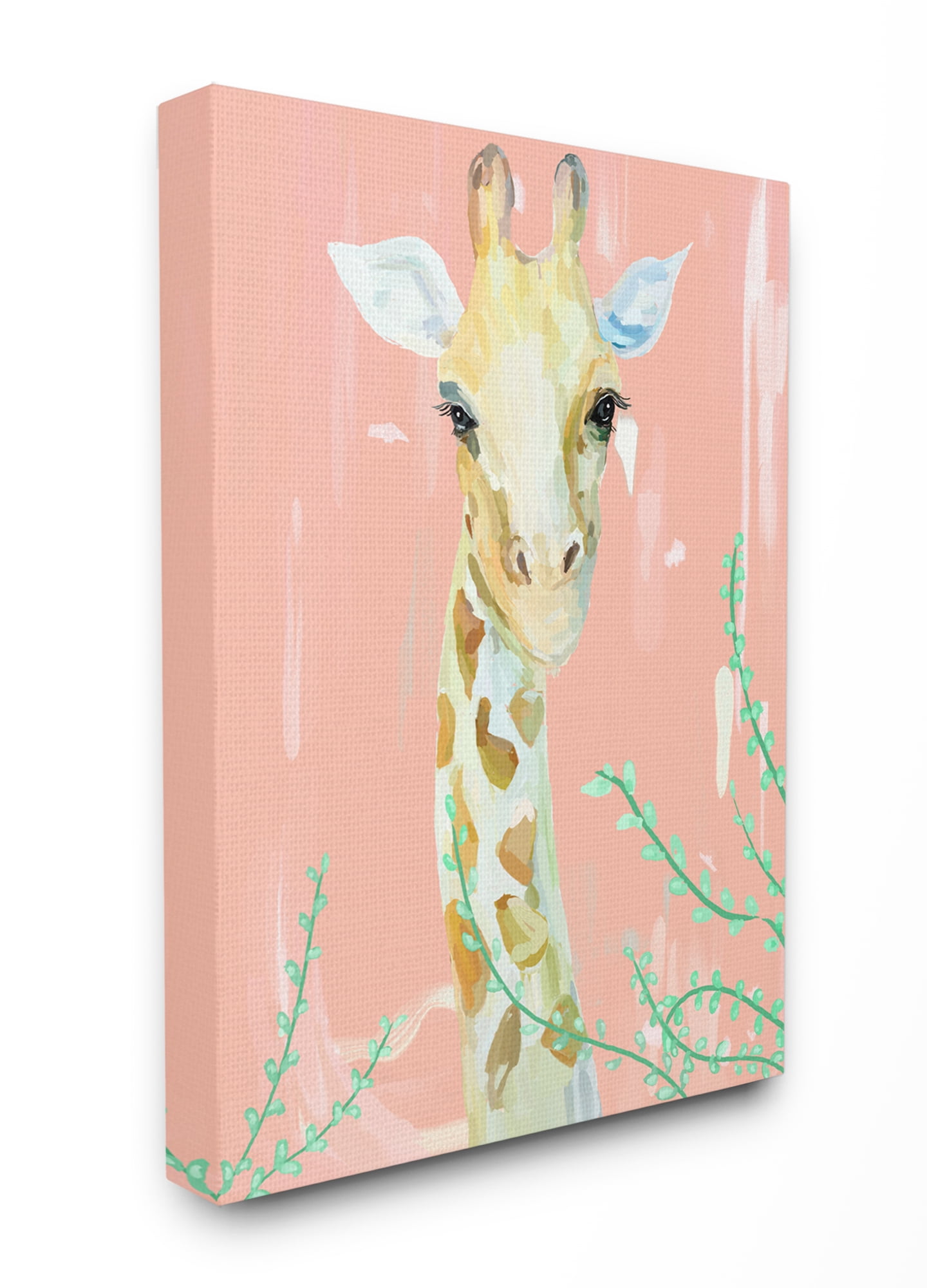 Stupell Home Décor Giraffe Portrait Animal Pink Green Painting Canvas Wall Art by Main Line Studio