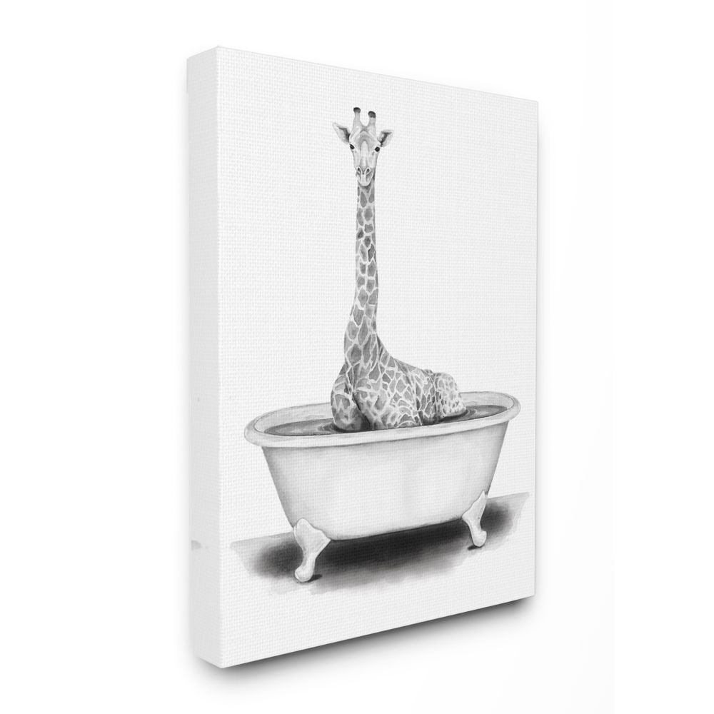 Stupell Industries Funny Giraffe In A Tub Wall Art - 11x14 Inch Grey Framed Bathroom Decor, By Rachel Neiman - View #11